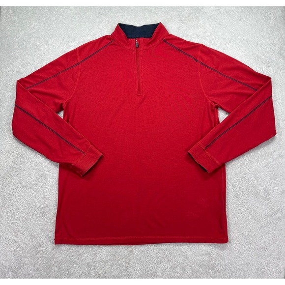 TASC Performance Mens Large Red Quarter Zip Pullover Long Sleeve Activewear Top - Picture 1 of 11